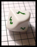Dice : Dice - 10D - Koplow Arabic Numerals White and Green Die - Troll and Toad Dec 2010